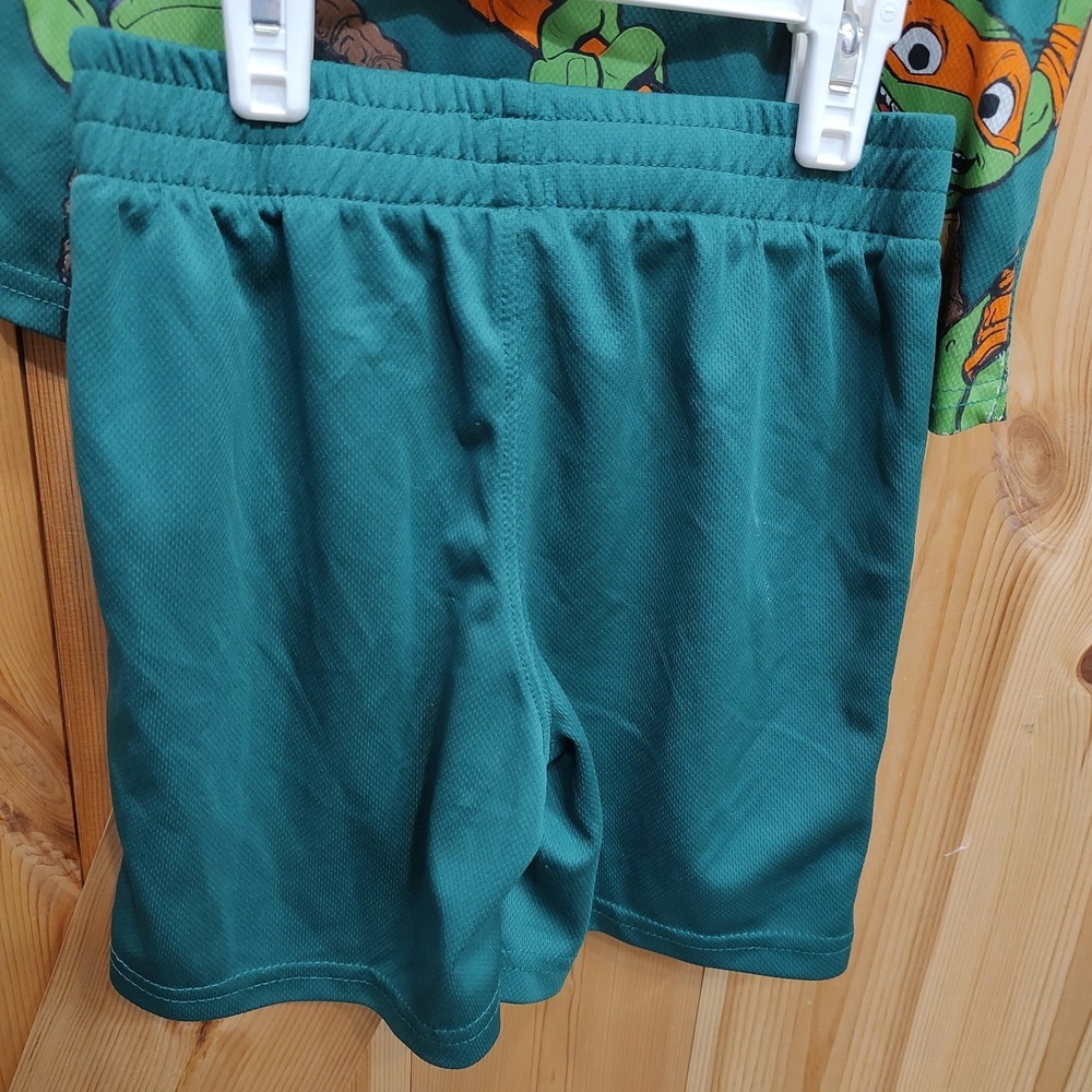 Teenage Mutant Ninja Turtles Green Boys Baseball Jersey Shirt Shorts Sz 6/7 TNT - Picture 5 of 9